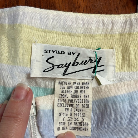 70s Saybury Pastel Striped House Dress Robe House Coffee Coat 2X Boho Rainbow - Picture 5 of 5